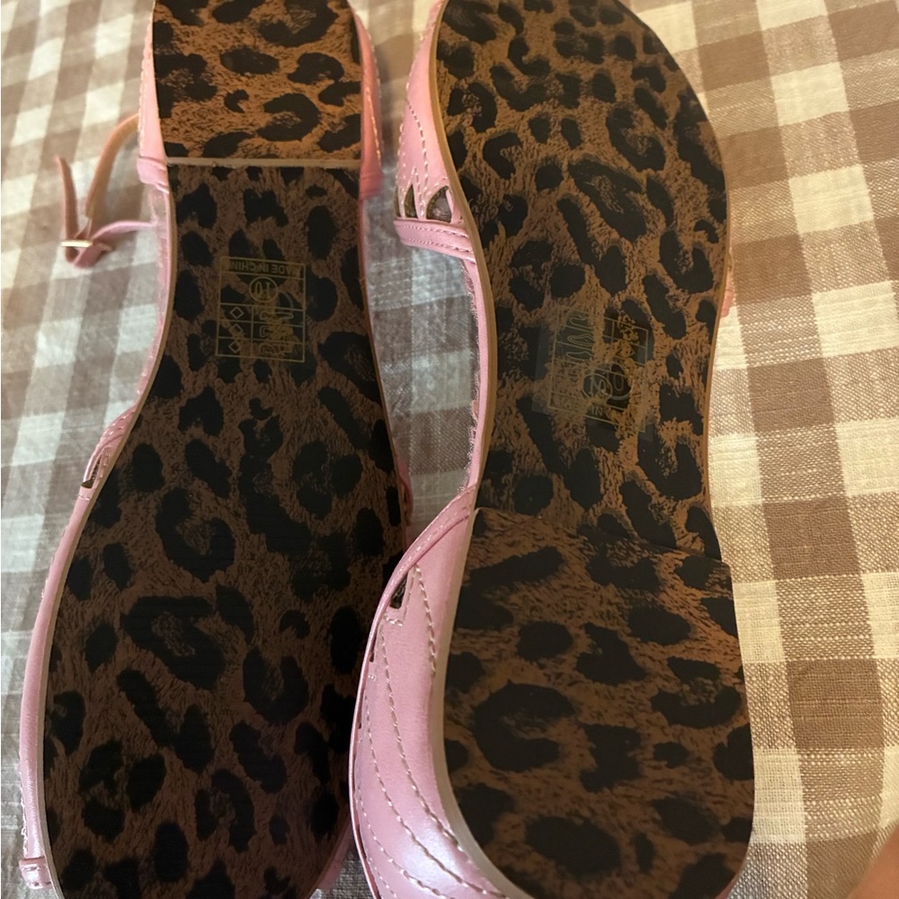 Size 10 Bettie Page by Ellie Pink Retro Open-Toe Sandals with Ankle Strap - Picture 5 of 5
